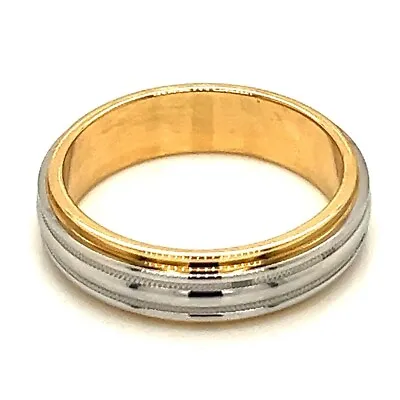 Tiffany & Co Signed 18K Two Tone Gold Mens Wedding Band Ring (DG7025873) • $1495