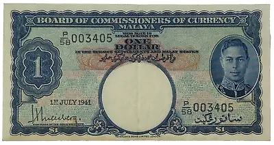 £5.50 • Buy Malaya/Straights Settlements One Dollar 1941 George VI Nice Grade Rare. Ref E84