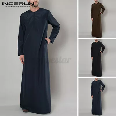 INCERUN Mens Muslim Ethnic Kaftan Thobe Jubba Casual Tunic Abaya Gwon Pajamas  • £12.11