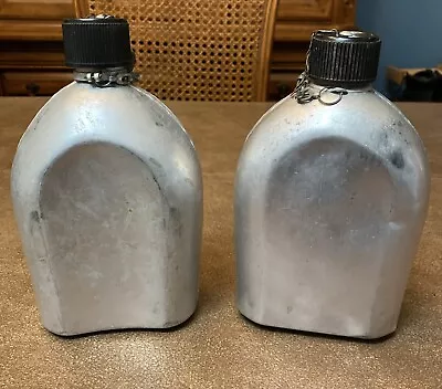 (2) Vintage US Military Army Metal Aluminum Canteen • $14.98