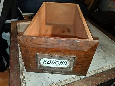 Antique Vtg Apothecary Cabinet Drawer F Buchu. Oak & Pine 12   X 7  X 5  • $55