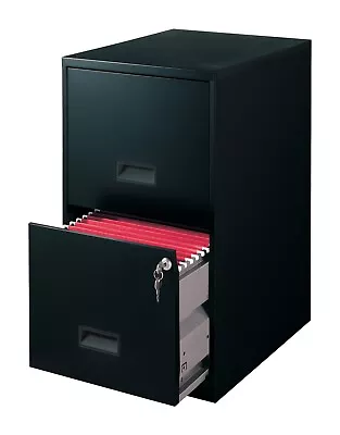 18  Deep 2 Drawer Letter Width Vertical File Cabinet Black • $53.99