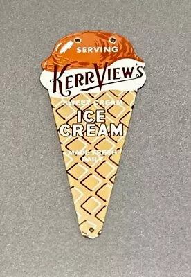 Vintage Kerrview Ice Cream Porcelain Sign Car Gas Auto Oil • $97.99