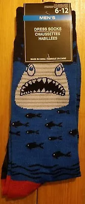 Mens Socks Shark Babyshark Daddy Blue Chomp Ocean Fishing Humor Funny Gift • $4.99
