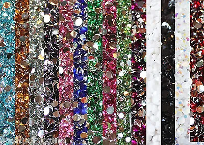 $4.44 • Buy 1000 Crystal Flat Back Resin Rhinestones Gems 60 Colors, 2mm, 3mm, 4mm, 5mm, 6.5