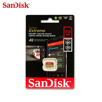 SanDisk Extreme 512GB 190MB/S Class 10 Micro SD MicroSDXC U3 Memory Card SDSQXAV • $43.99