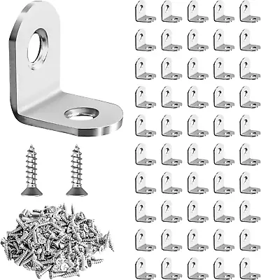 50 Pcs L Bracket Corner Brace  Metal Corner Bracket 90 Degree Angle Stainless St • $11.58