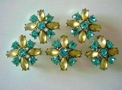 2 Hole Slider Beads X-Flower Smoke Topaz & Aqua Made With Swarovski Elements #5  • $6.50