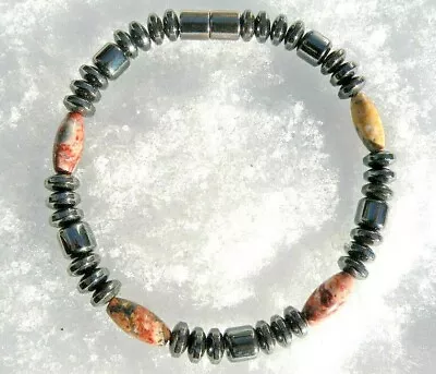 $31.49 • Buy Men’s Women’s Magnetic Bracelet Anklet Necklace SNAKE SKIN JASPER 1 Row