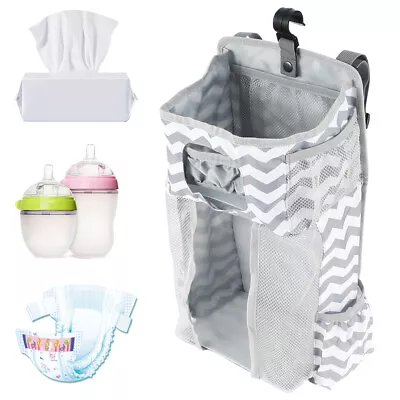 Baby Nursery Crib Bed Diaper Nappy Hanging Holder Storage Bag Box BiVRV • £18.35