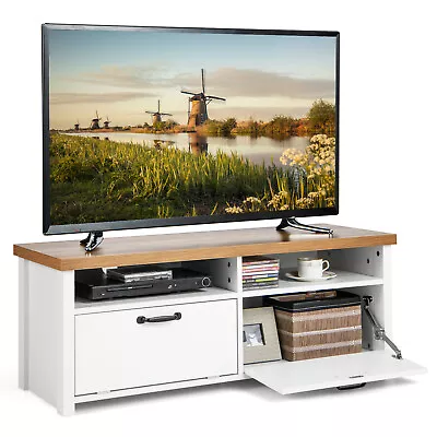 Modern TV Stand Media Entertainment Center Console W/ 2 Cabinets & Open Shelves • $99.99