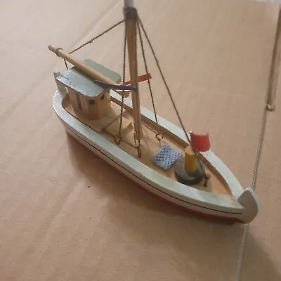 Shrimp Boat Model Fishing Trawler Complete Built Wooden Hull Cocoa Beach Florida • $19.95