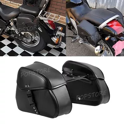 PU Saddle Bags Saddlebag For Yamaha V Star XVS 650 950 1100 1300 Custom Classic • $63.99