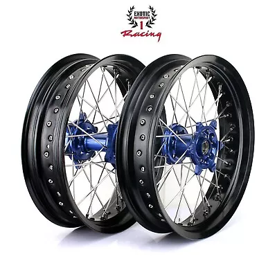 $560.49 • Buy  YAMAHA YZ250F YZ450F  Supermoto  Wheels  BLUE Hub Black Rim 17  2014-2023