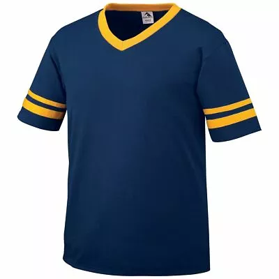 $16.13 • Buy Augusta Sportswear Men's V-Neck Baseball Jersey Tee Striped Sleeves T-Shirt 360