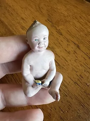 Vintage Estate Dollhouse Bisque? Baby Sitting Up Happy Naked 1.80” Cute Infant • $9.99