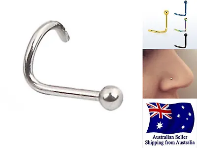 $2.95 • Buy 316L Surgical Steel 20g Twist Nose Screw Studs Ring PVD With 2mm Ball Top 1pc