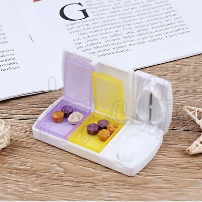 $5.25 • Buy Pill Cutter Box Grinder Medicine Boxes Tablet Storage Crusher Splitter Case AU