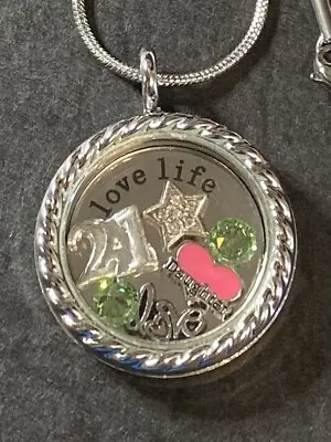 August 21st Birthday Gift Daughter Memory Locket Necklace Charms + Birthstone • £8.95