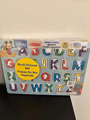 Melissa & Doug Disney Wooden Peg Puzzles Set Letters Numbers Shapes Colors New • $16.99