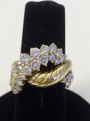 $1900 • Buy Jose Hess 2.00ct Diamond 14k Yellow Gold Interlace Design Band Ring Size 7