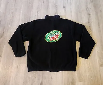 Vintage Mountain Dew Fleece Jacket Men's Large XL Black Full Zip Soda Promo Y2K • $19.95