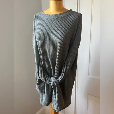 Monique Van Heist 1982 Oversize Gray Green Rib Sweater La Garconne • $58