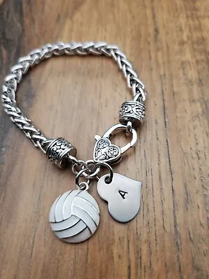 Volleyball Bracelet Lobster Claw Custom Initial Volleyball Jewelry Girl Gift  • $14.99