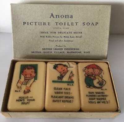 Vintage Anona Picture Toilet Soap Mabel Lucie Attwell Series British Legion Ind • £4.99