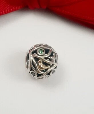 $89.10 • Buy Genuine Pandora Stg Sil & 14ct Gold Birds Of A Feather Charm Green CZ #791213CZN