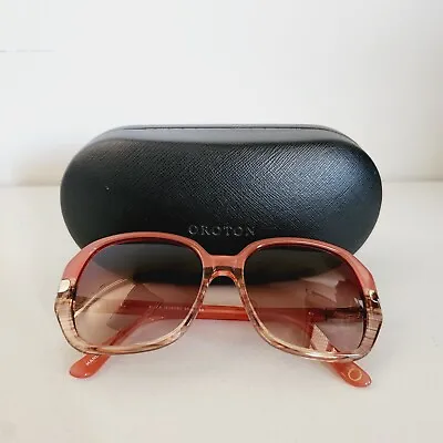 OROTON Eliza 1503080 Orange Pink Gold Accents Ladies SUNGLASSES + OROTON CASE. • $96