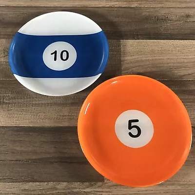 2 -Billiard Pool Ball 8  Glass Plates Snack Dessert Salad Plates Man Cave Bar • $10