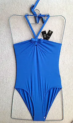 Huit UK 8 Blue Bandeau Halterneck Swimsuit New And With Tags • $9.94