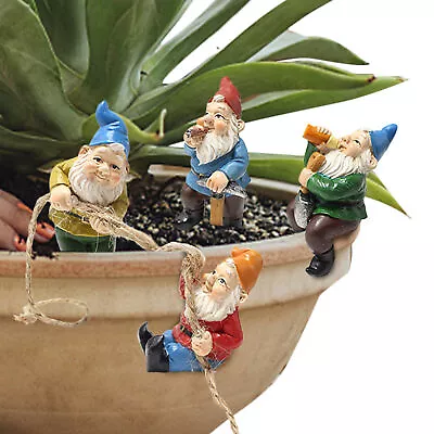4pcs Mini Fairy Garden Gnomes Statue Climbing Rope Gnomes Decoration Ornament • $28.39
