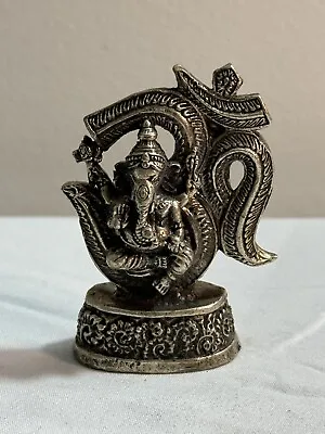 White Metal Gold/Silver Ganesh Statue Home Decor Nepal • $3.49