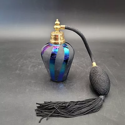 I. W. Rice & Co. Perfume Iridescent Blue Purple Glass Bottle W/Atomizer Pump • $24.99