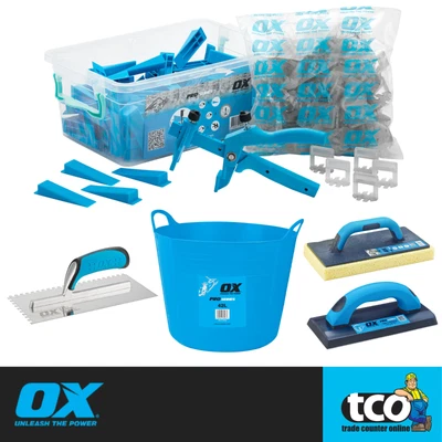 £36.94 • Buy OX Pro Tile Level System & Tiling Tools | Wedge & Spacer | Notch Trowel | Sponge