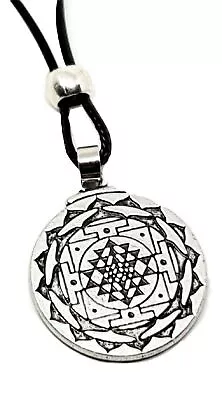 Mandala Necklace 3rd Eye Chakra Lotus Pendant Yantra Buddhist Bead Tie Cord • $8.58