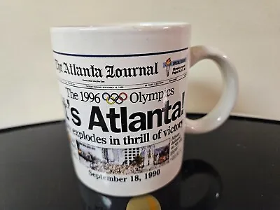 VTG~ATLANTA 1996 Summer Olympics White Coffee Mug Cup THE ATLANTA JOURNAL • $8.99