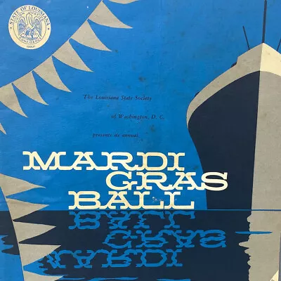 1958 Mardi Gras Ball Louisiana State Society Mayflower Hotel Program Washington • $26.25