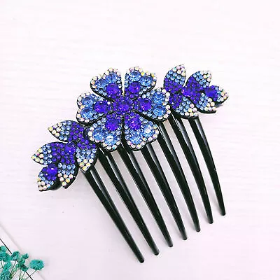 Hair Comb Clip Decorative Bridal Wedding Headdress Women Flower Shape Rhinestone • $8.59