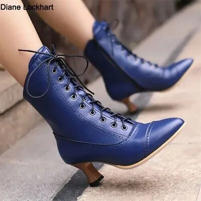 Lace Up Ladies High Heel Shoes Strange Steampunk Boot Victorian Ankle Boots  • $60.30
