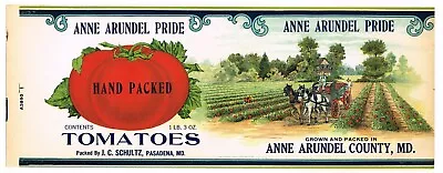 Original Antique Tin Can Label C1910 Anne Arundel County Maryland Schultz Farm • $7.95