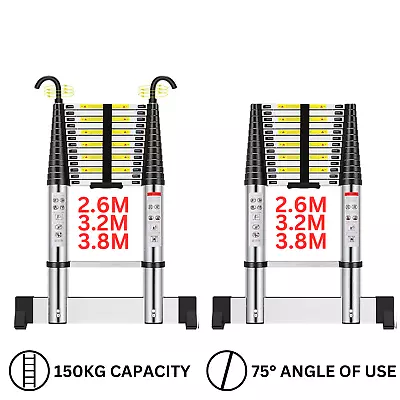Telescopic Ladder Multi-Purpose Ladder Extendable Portable Sturdy Loft EN131 • £59.99