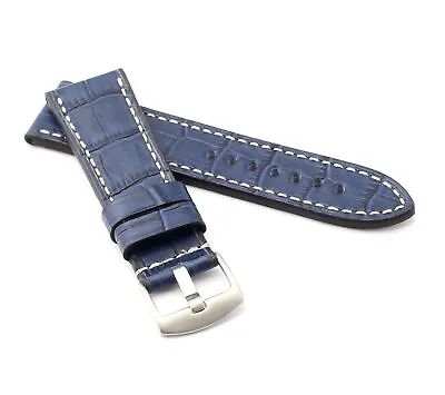 Marino : Alligator-Embossed Saddle Leather Watch Strap BLUE 24mm 26mm • £35