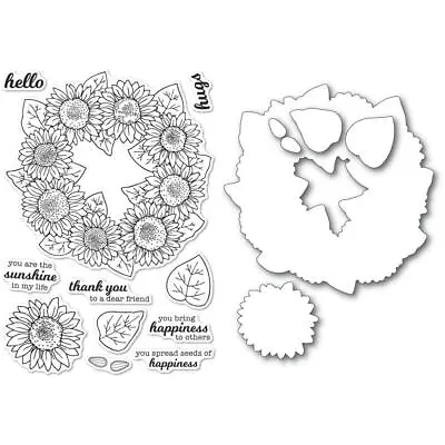 New Memory Box  SUNFLOWER WREATH  Clear Stamps + Dies Set Bundle MSRP $50 • $41.95