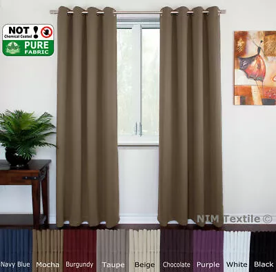 NEW Pure Fabric BLACKOUT BLOCKOUT Thermal Insulated EYELET Top Curtains PAIR • $33.50