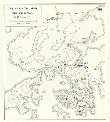 $33.27 • Buy World War 2. December 8-25 1941. Japanese Capture Of Hong Kong 1959 Old Map