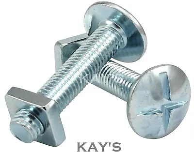 £3.15 • Buy M5 M6 M8 M10 Roofing Bolts & Square Nuts Cross Slotted Dome Head Screws Zinc Bzp