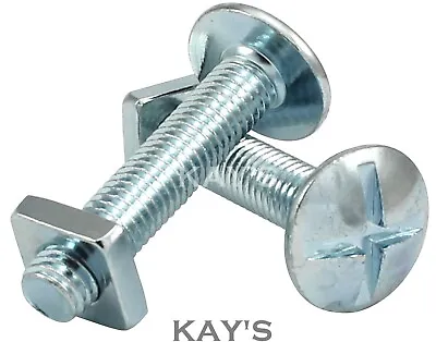 M5 Roofing Bolts & Square Nuts Cross Slotted Dome Mushroom Head Screws Zinc Bzp • £18.45